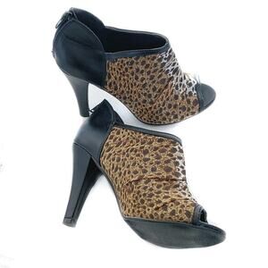 Open Toe Cheetah Print Open Toe High Heel Ankle Booties Size 8